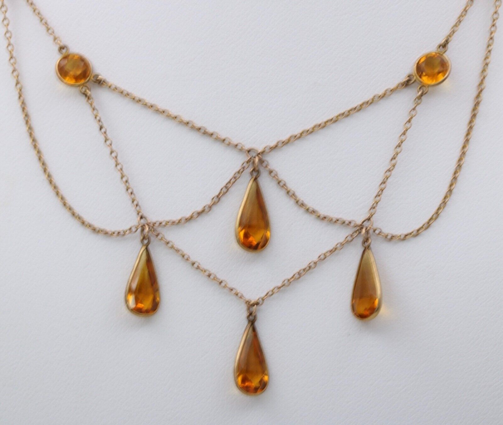Vintage Festoon Chandelier Citrine Gold Filled Necklace