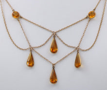 Load image into Gallery viewer, Vintage Festoon Chandelier Citrine Gold Filled Necklace
