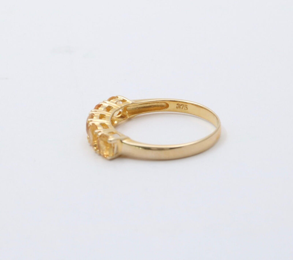 Vintage Citrine 9K Yellow Gold Band Ring