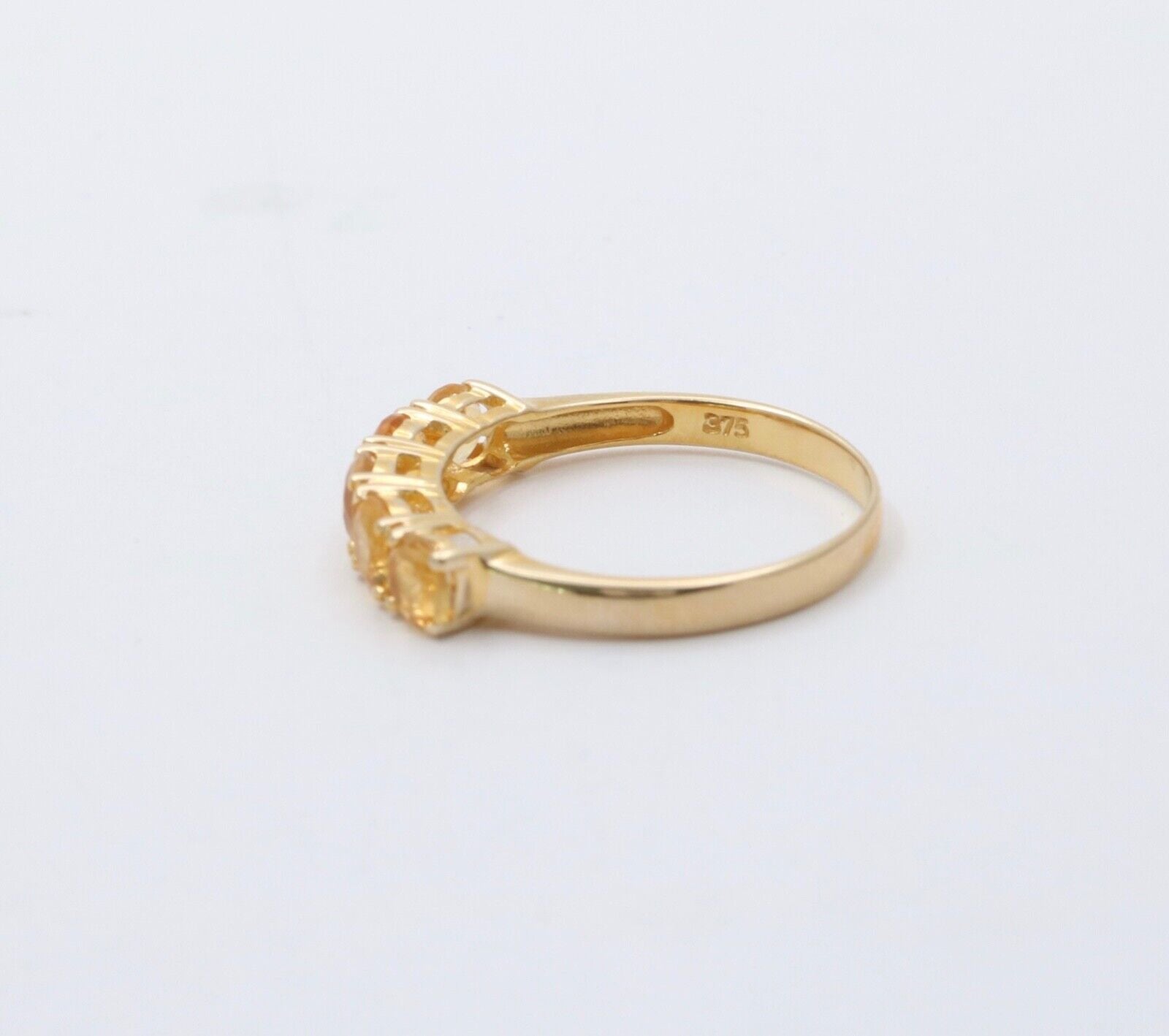 Vintage Citrine 9K Yellow Gold Band Ring