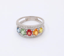 Load image into Gallery viewer, Fun Multi GemStones 14K White Gold Diamond Ring
