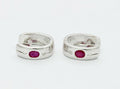 Cute 18K White Gold Natural Ruby Diamond Huggie Earrings