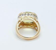 Load image into Gallery viewer, Large Statement Ladies Lemon Green Quartz Diamonds 14K Yellow Gold Ring
