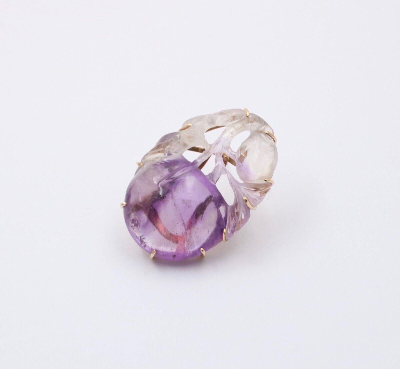 Victorian Blended Color Hand Carved Amethyst Brooch Pin