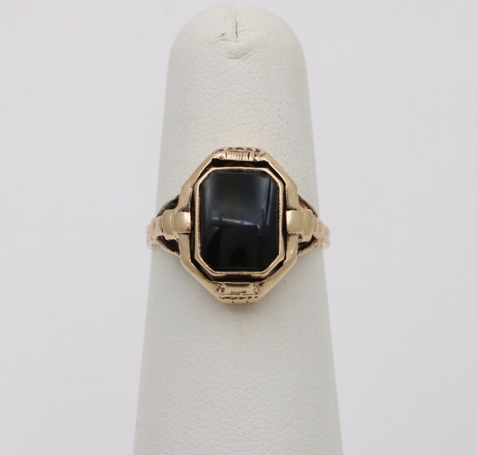 Antique Reversible Cameo and Onyx 10K Yellow Gold Ring