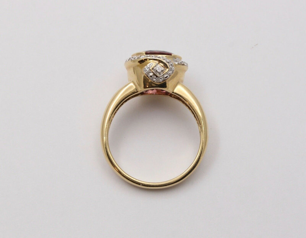 Vintage Tourmaline Diamonds 14K Yellow White Gold Cocktail Ring