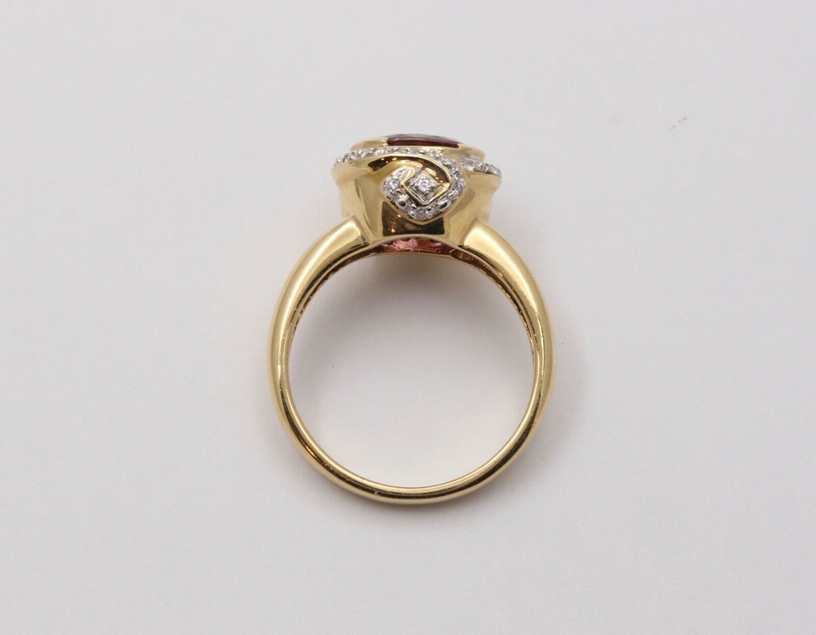 Vintage Tourmaline Diamonds 14K Yellow White Gold Cocktail Ring