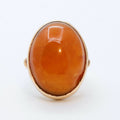 Victorian Ladies Natural Amber 14K Yellow Gold Ring