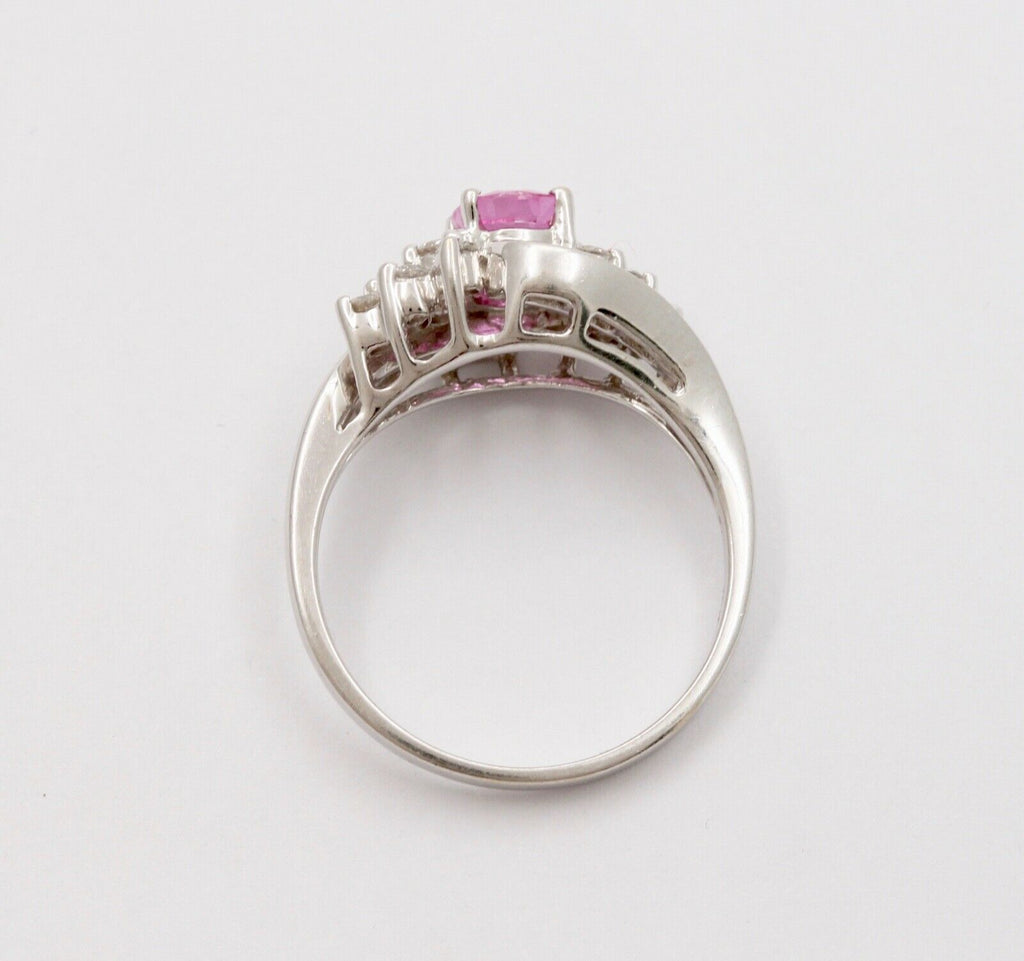 Vintage Pink Sapphire Diamonds Cocktail Ring