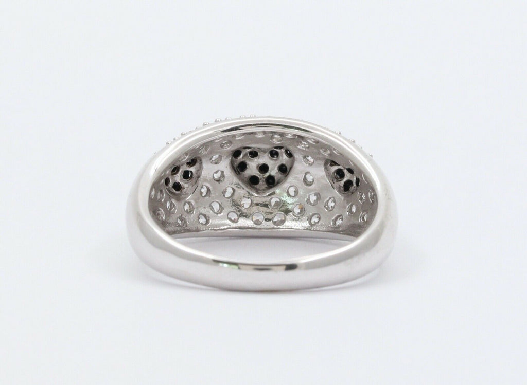 14k White Gold Black & White Cubic Zirconia Heart Ring