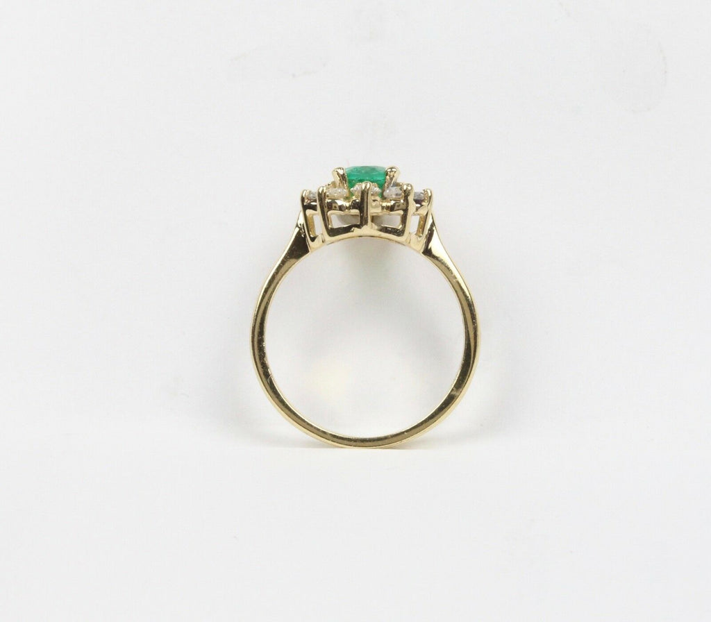 Vintage Emerald 1.25 Cts and  Diamond 14K Yellow Gold Ladies Ring
