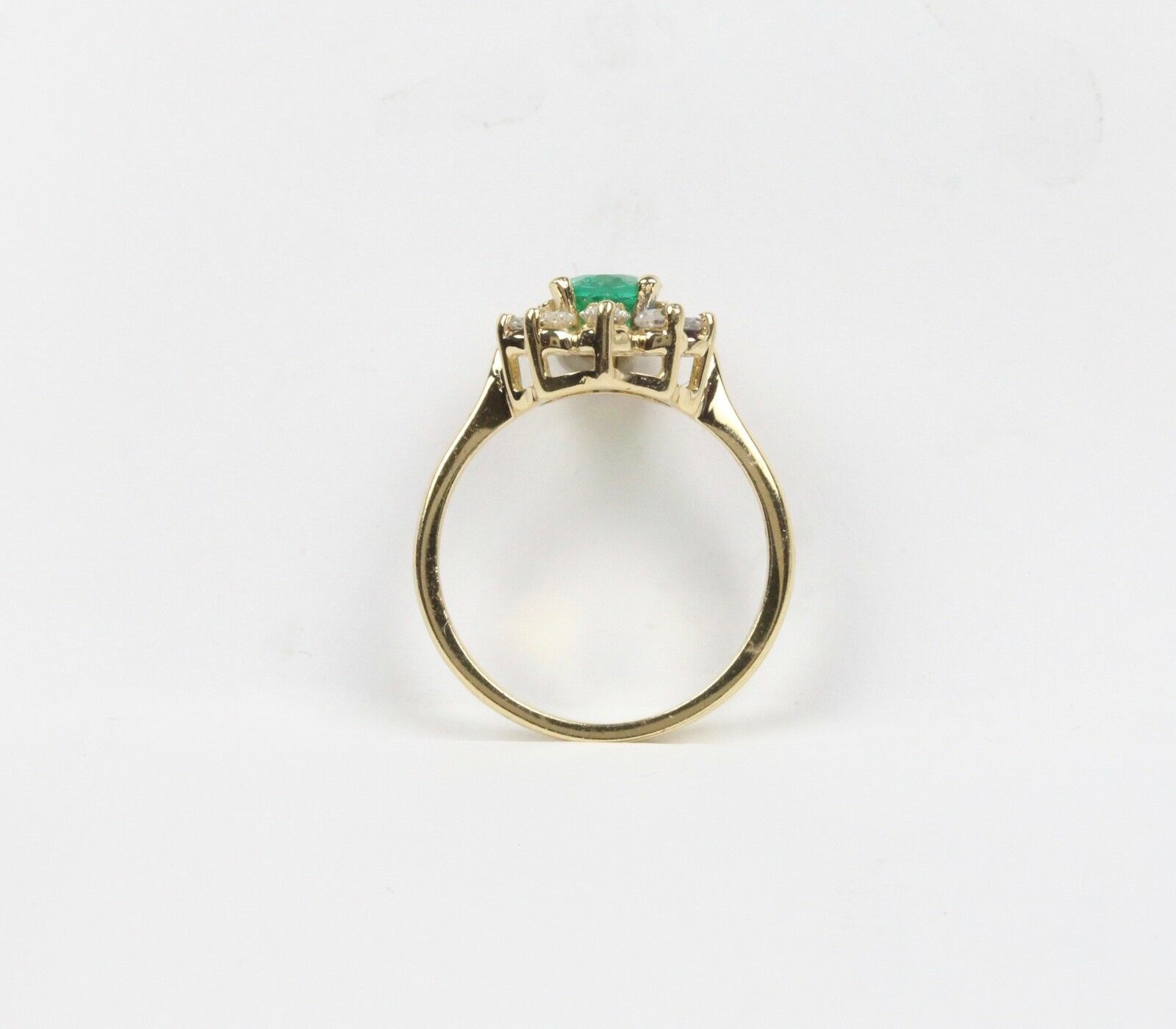 Vintage Emerald 1.25 Cts and  Diamond 14K Yellow Gold Ladies Ring