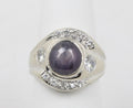 Vintage 14K White Gold Star Ruby Diamond Ring