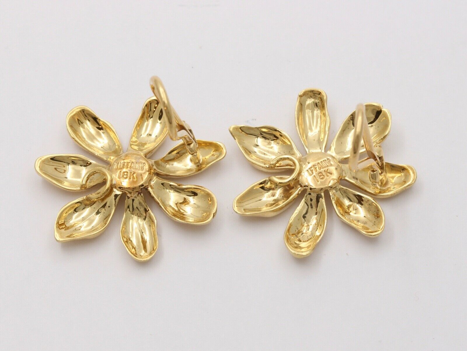 Tiffany and Co. Flower 18K Yellow Gold Pearl French Clip Earrings