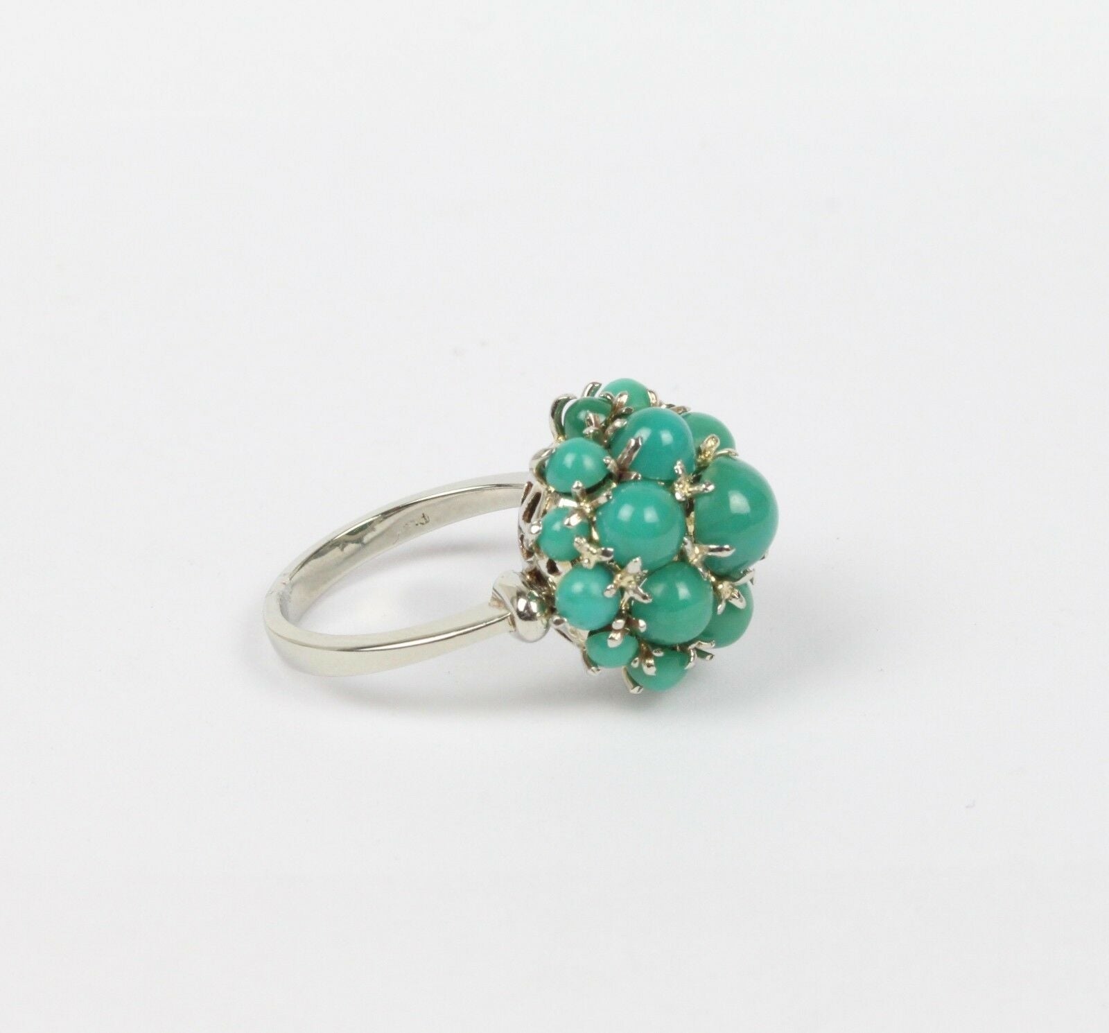 Vintage Turquoise 14k White Gold Cocktail Ring