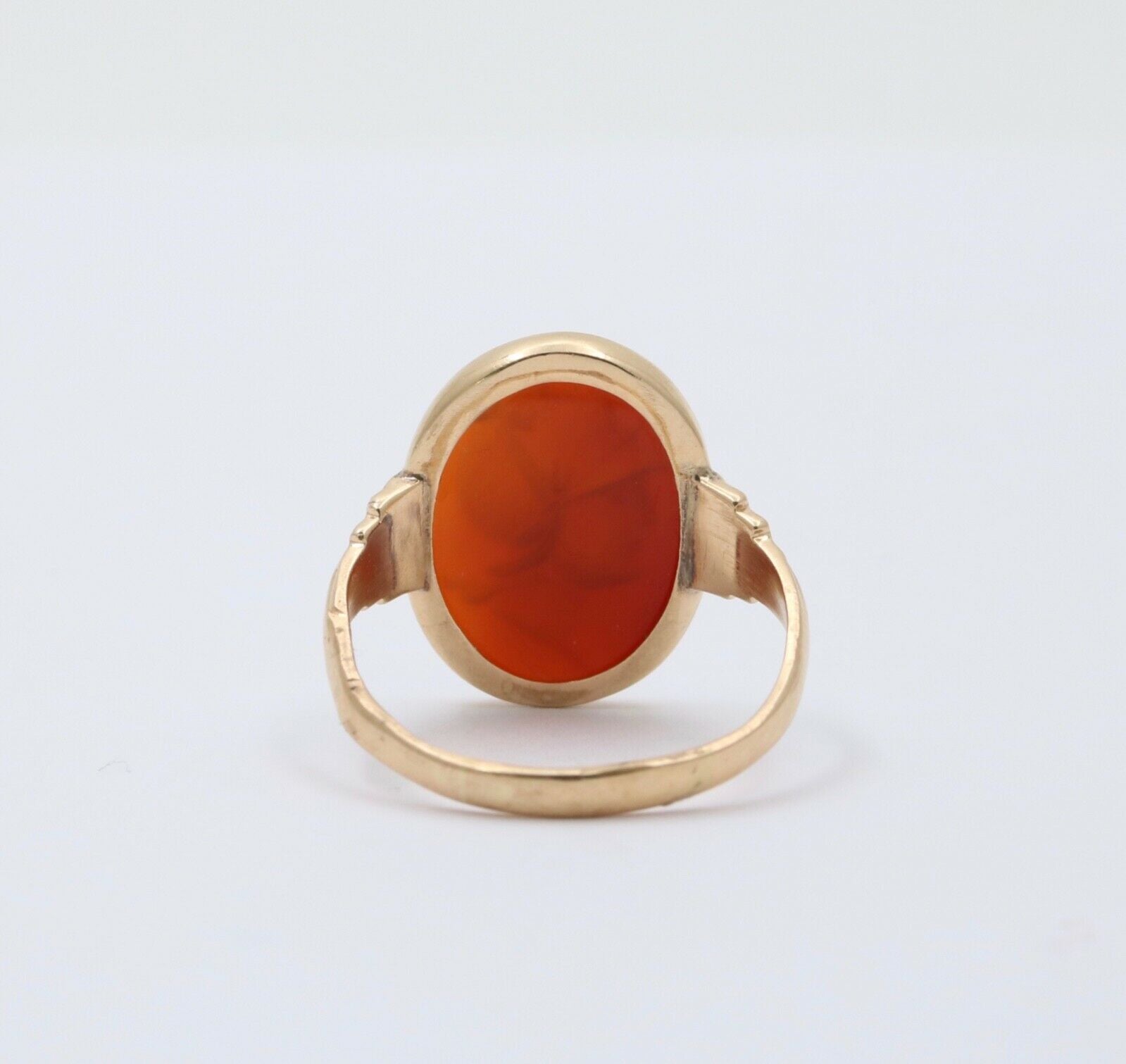Art Deco Intaglio Carved Carnelian 14K Yellow Gold Signet Ring