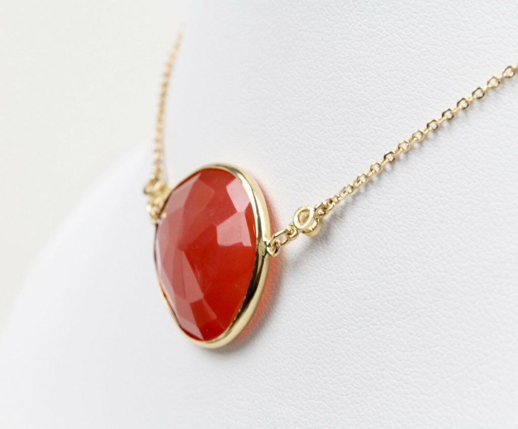 Vintage 14K Yellow Gold Agate Diamond Necklace