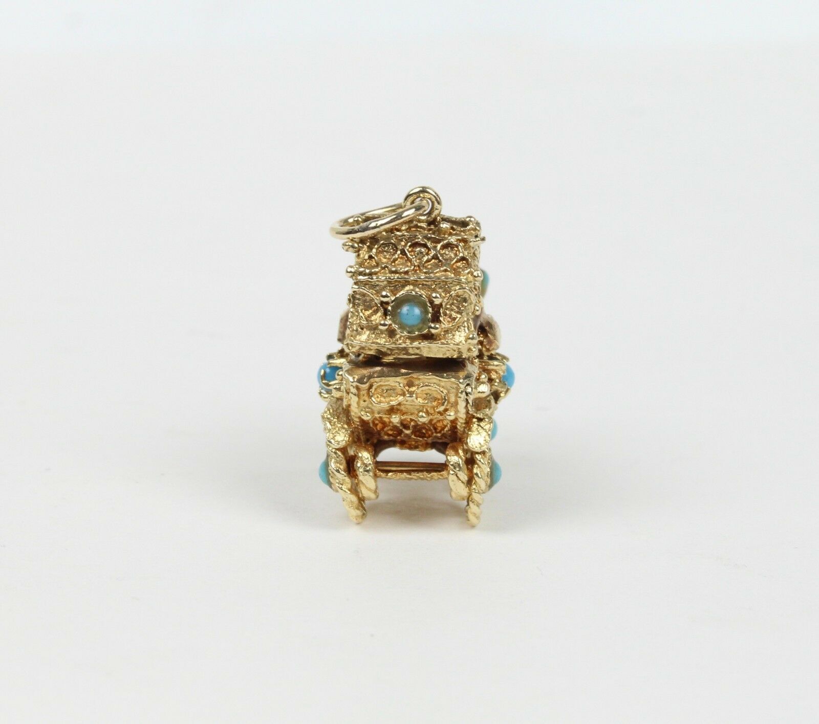 Vintage 14k Yellow Gold Baby Carriage Pendant