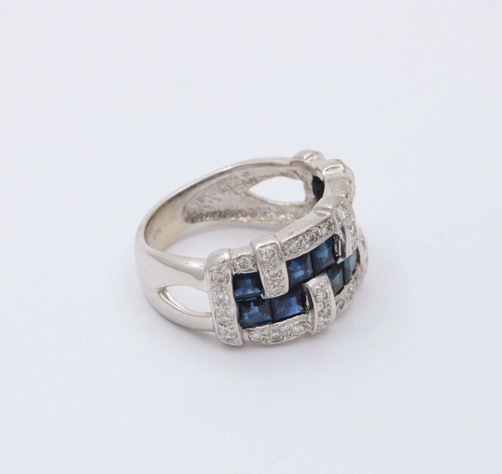 Vintage 18K White Gold Sapphire & Diamond Ring