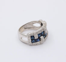 Load image into Gallery viewer, Vintage 18K White Gold Sapphire &amp; Diamond Ring
