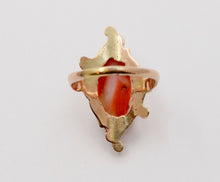 Load image into Gallery viewer, Victorian 14K Yellow Gold Carved Coral Woman’s Portrait Ring Antique Ring
