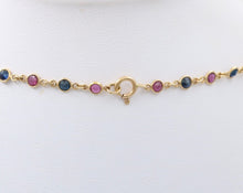 Load image into Gallery viewer, Vintage 14K Yellow Gold Ruby And Sapphire By The Yard Necklace. Station Necklace
