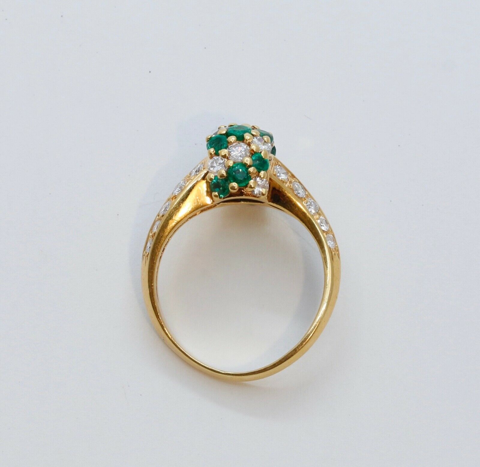 Vintage Bypass Diamonds and Emeralds 14K Yellow Gold Ring