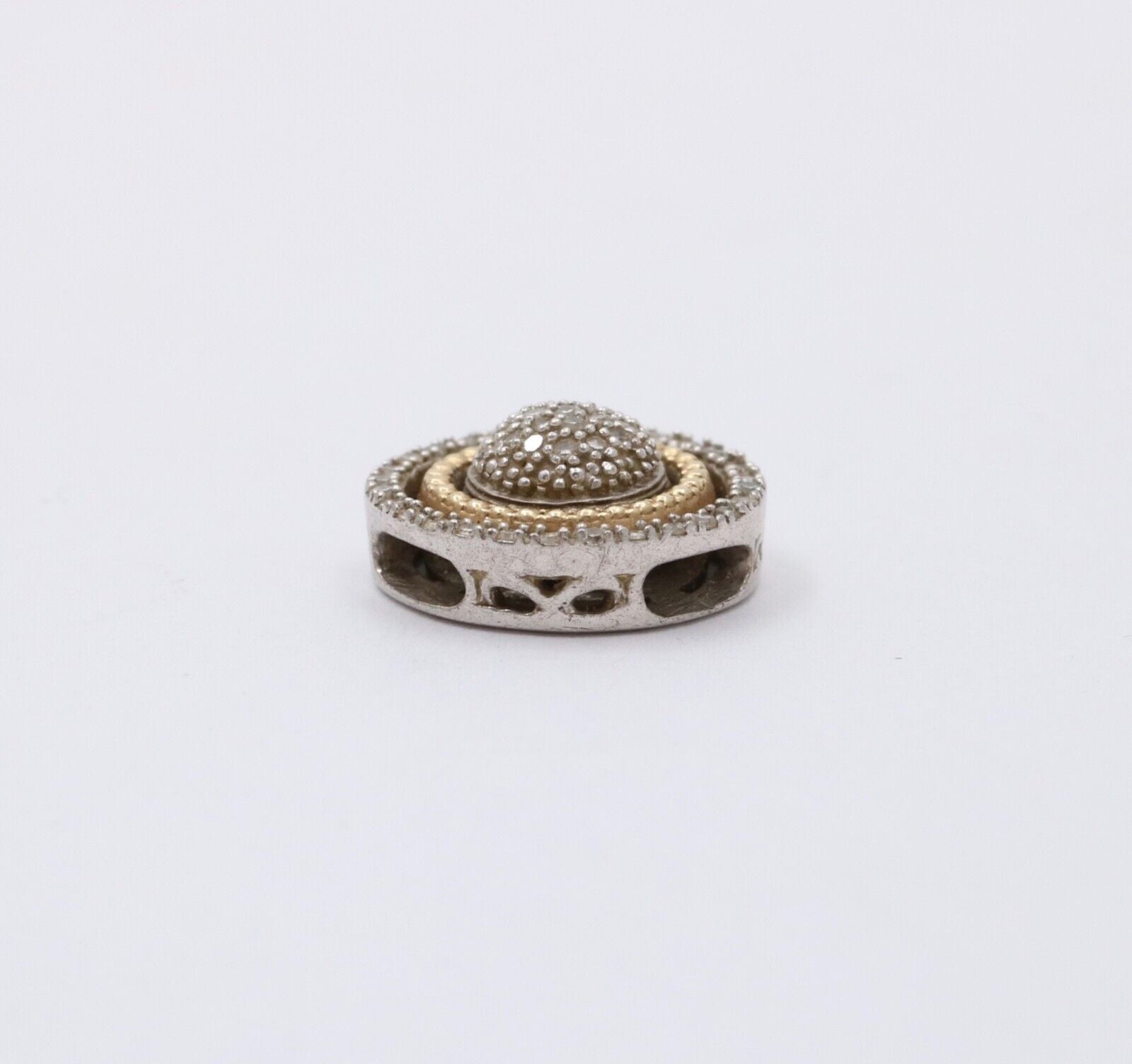 Vintage 14K & Sterling Silver Diamond Pendant , Necklace