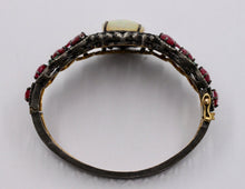 Load image into Gallery viewer, Victorian Revival Opal Rubies Emeralds Tsavorite Diamonds 14K Gold 925 Bangle
