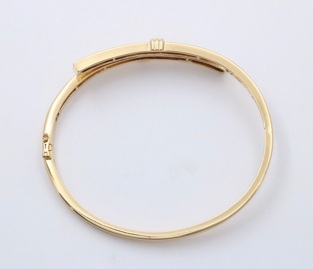 Vintage Sapphires Diamonds 18K Yellow Gold Bangle Bracelet