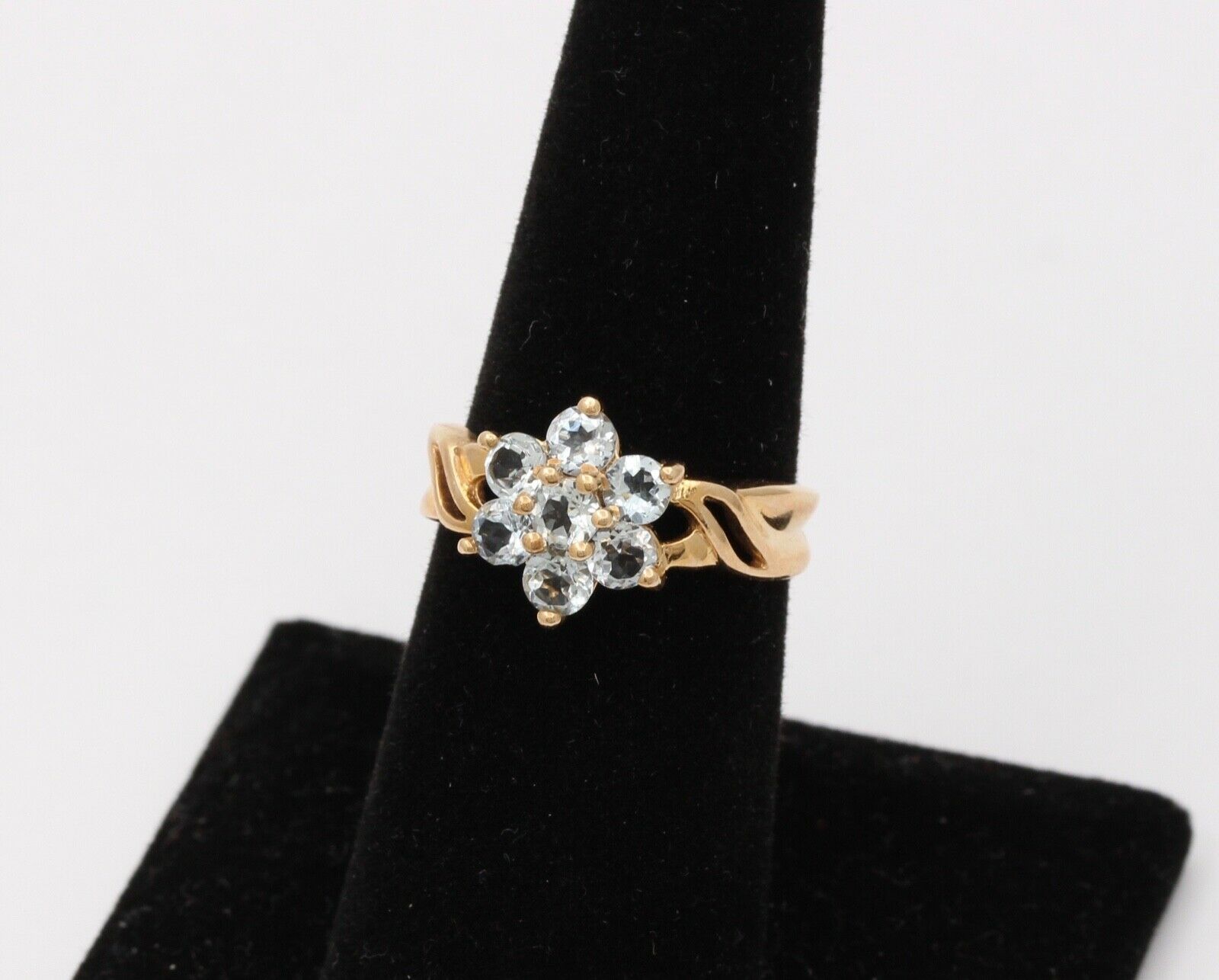 Pretty Vintage Estate Floral Aquamarine Ring Band, Stacking Ring.
