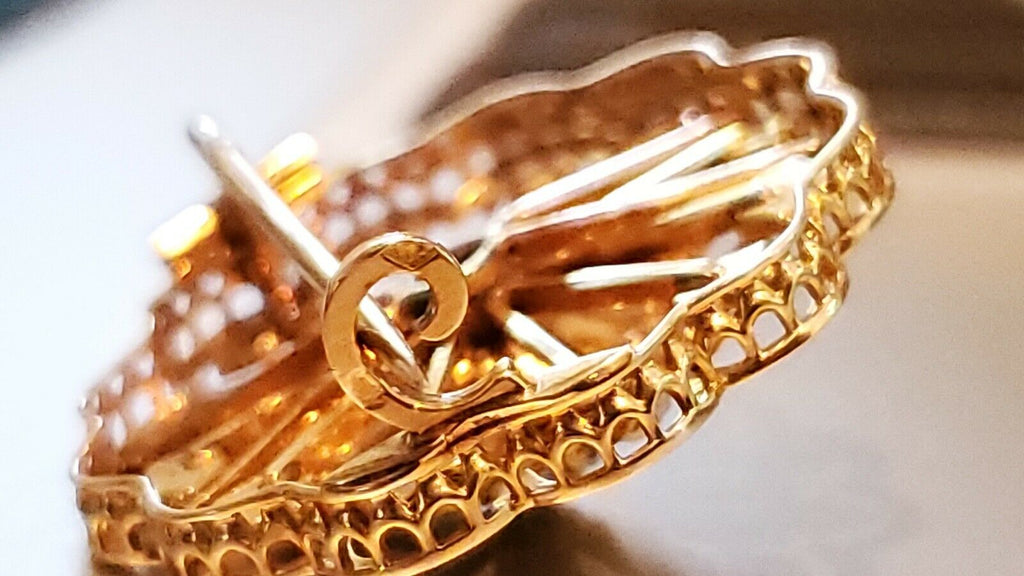Victorian Starburst Diamond Seed Pearls 14K Yellow Gold Brooch Pin