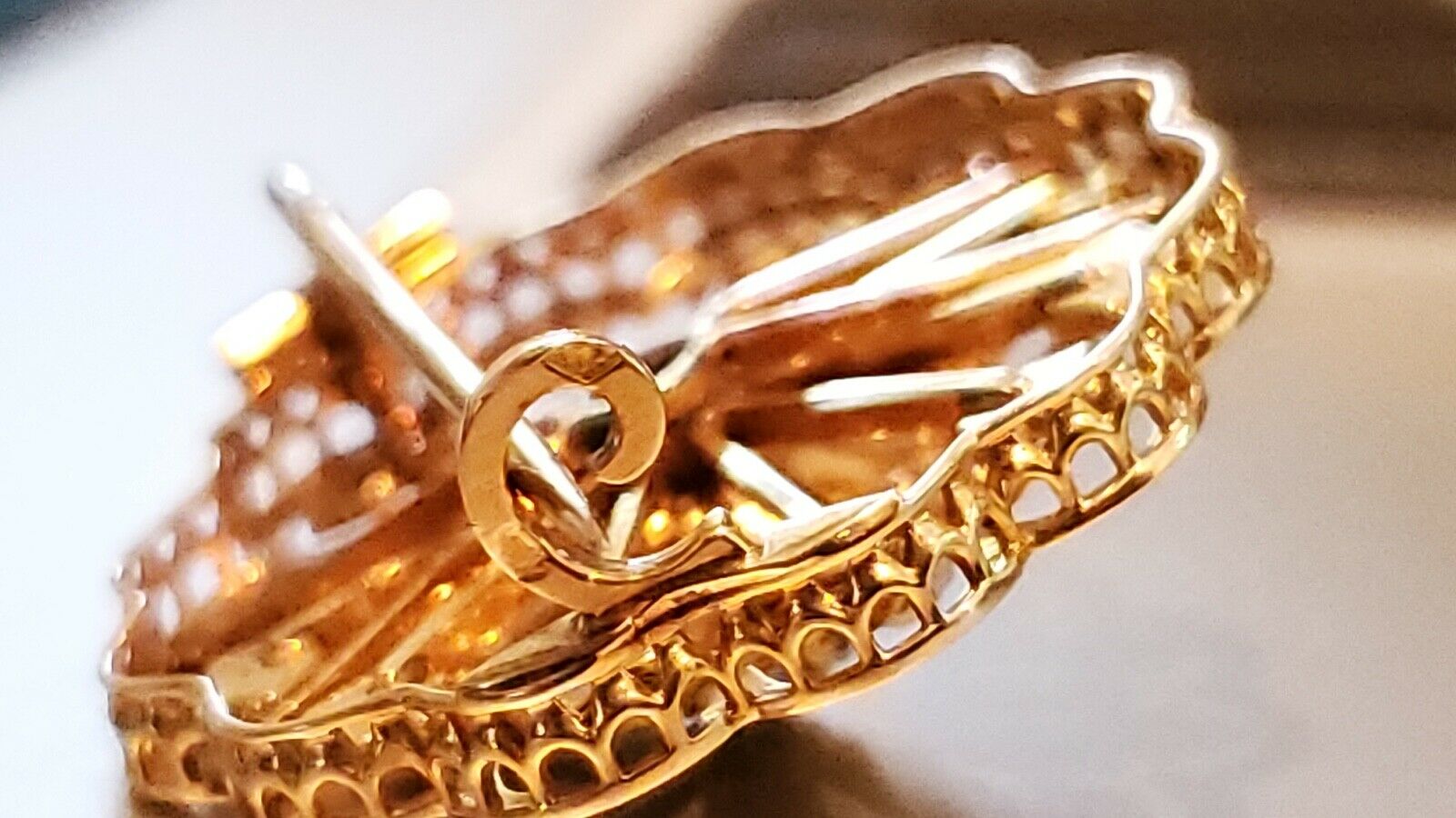 Victorian Starburst Diamond Seed Pearls 14K Yellow Gold Brooch Pin