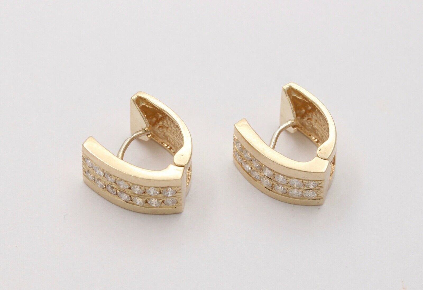 Vintage 14K Yellow Gold Diamond Huggie Earring, Estate Earrings