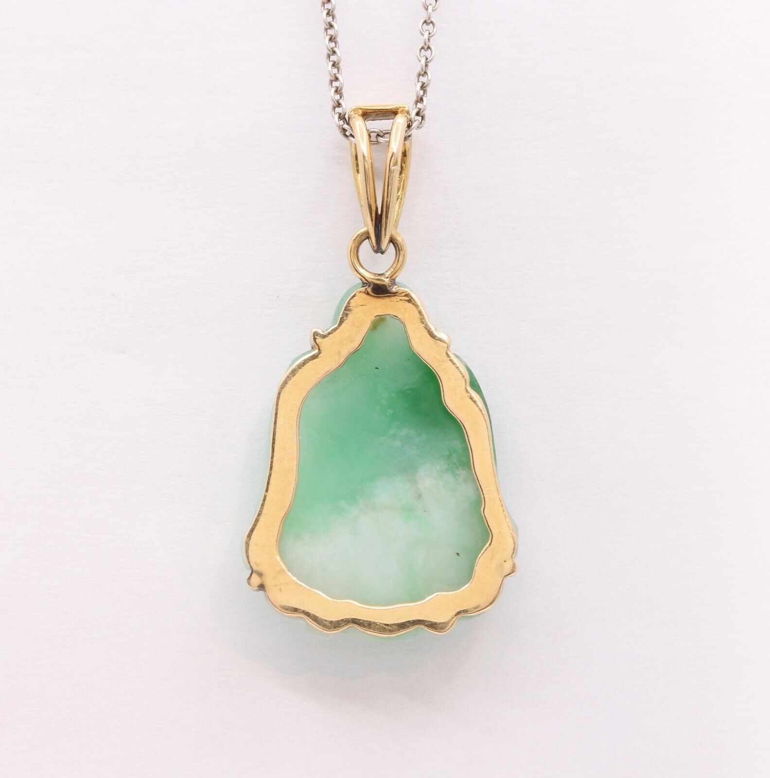 Vintage 14K Yellow Gold Jade Buddha Pendant