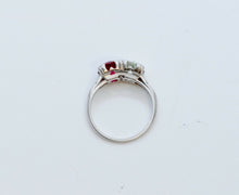 Load image into Gallery viewer, Vintage Ladies Large Diamond Ruby Platinum Ring
