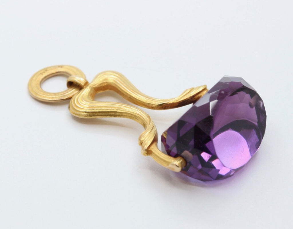 Beautiful Victorian FOB Amethyst 14K Yellow Gold Swivel Stone Pendant