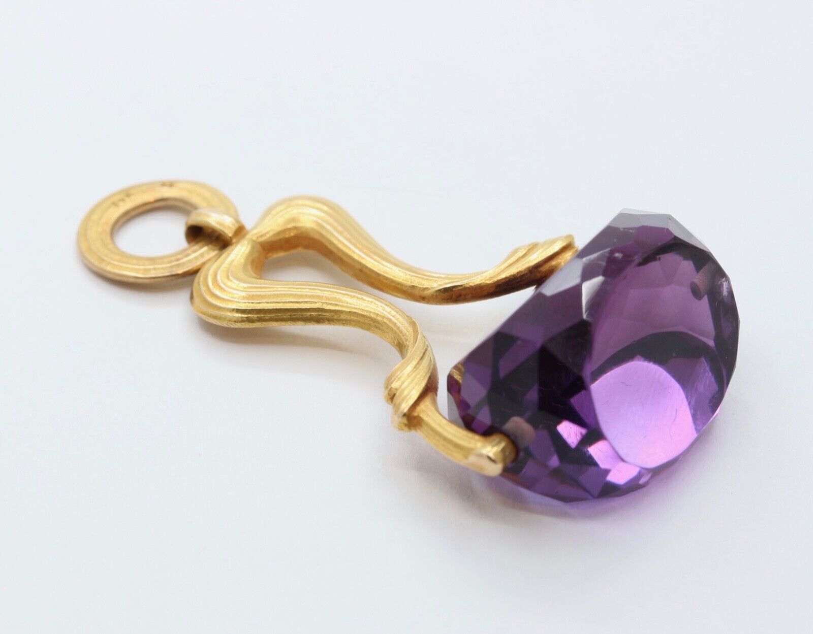 Beautiful Victorian FOB Amethyst 14K Yellow Gold Swivel Stone Pendant