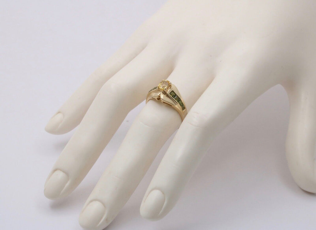 Vintage Citrine & Peridot 14K Yellow Gold Ring Band.