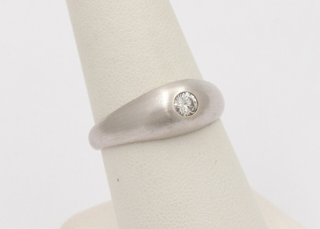 Vintage Unisex Diamond 14K White Gold Gypsy Ring