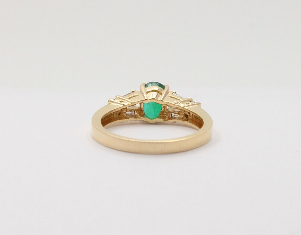 Lovely Vintage Emerald Baguette Diamonds 14K Yellow Gold Ring