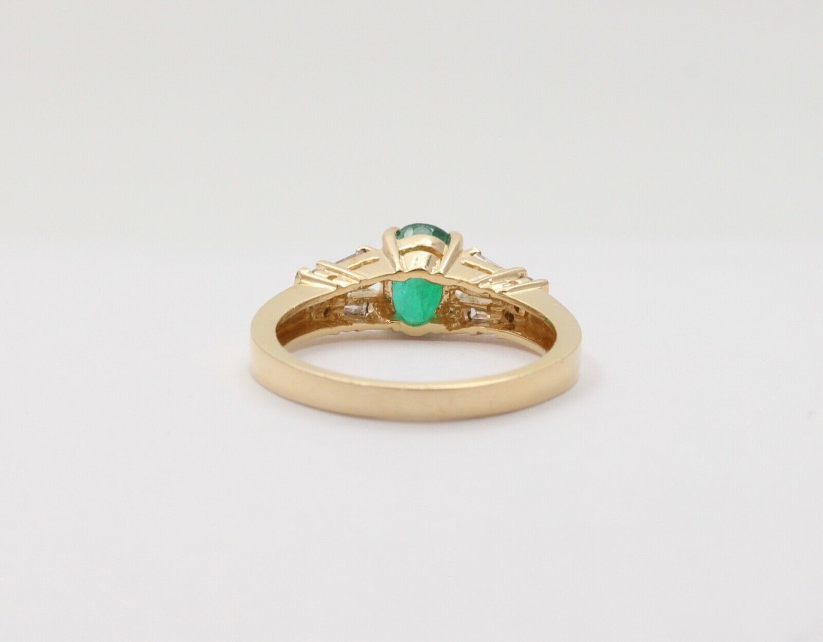 Lovely Vintage Emerald Baguette Diamonds 14K Yellow Gold Ring