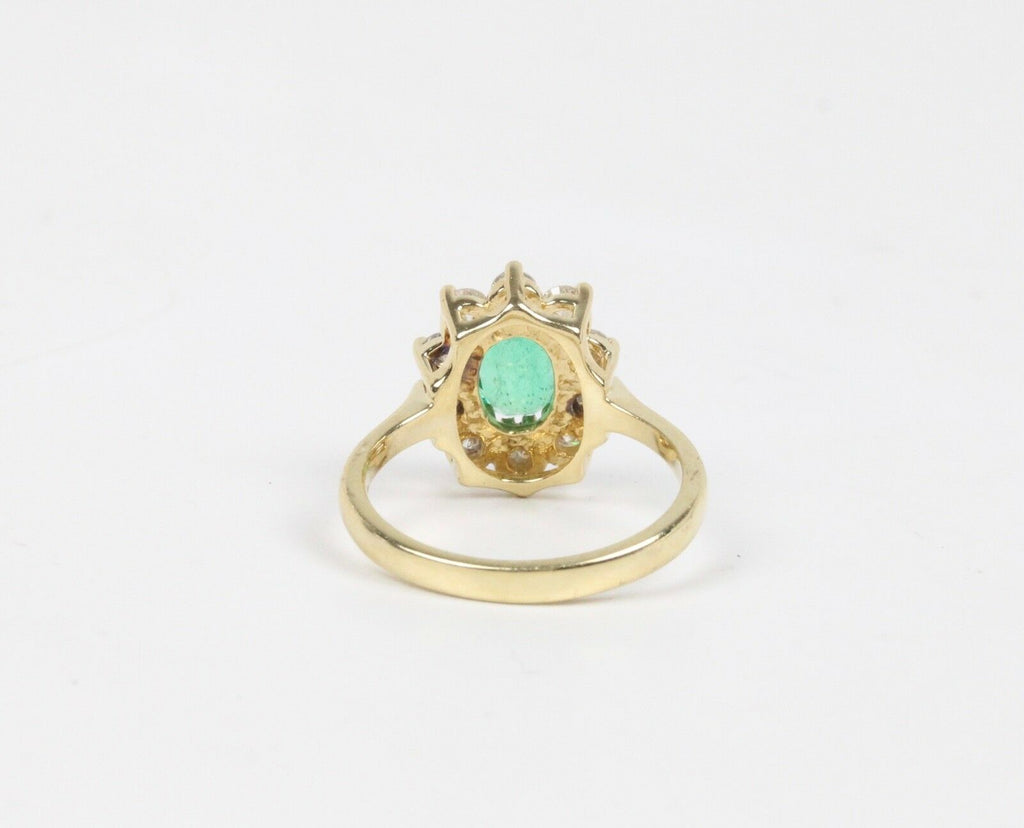 Vintage Emerald 1.25 Cts and  Diamond 14K Yellow Gold Ladies Ring