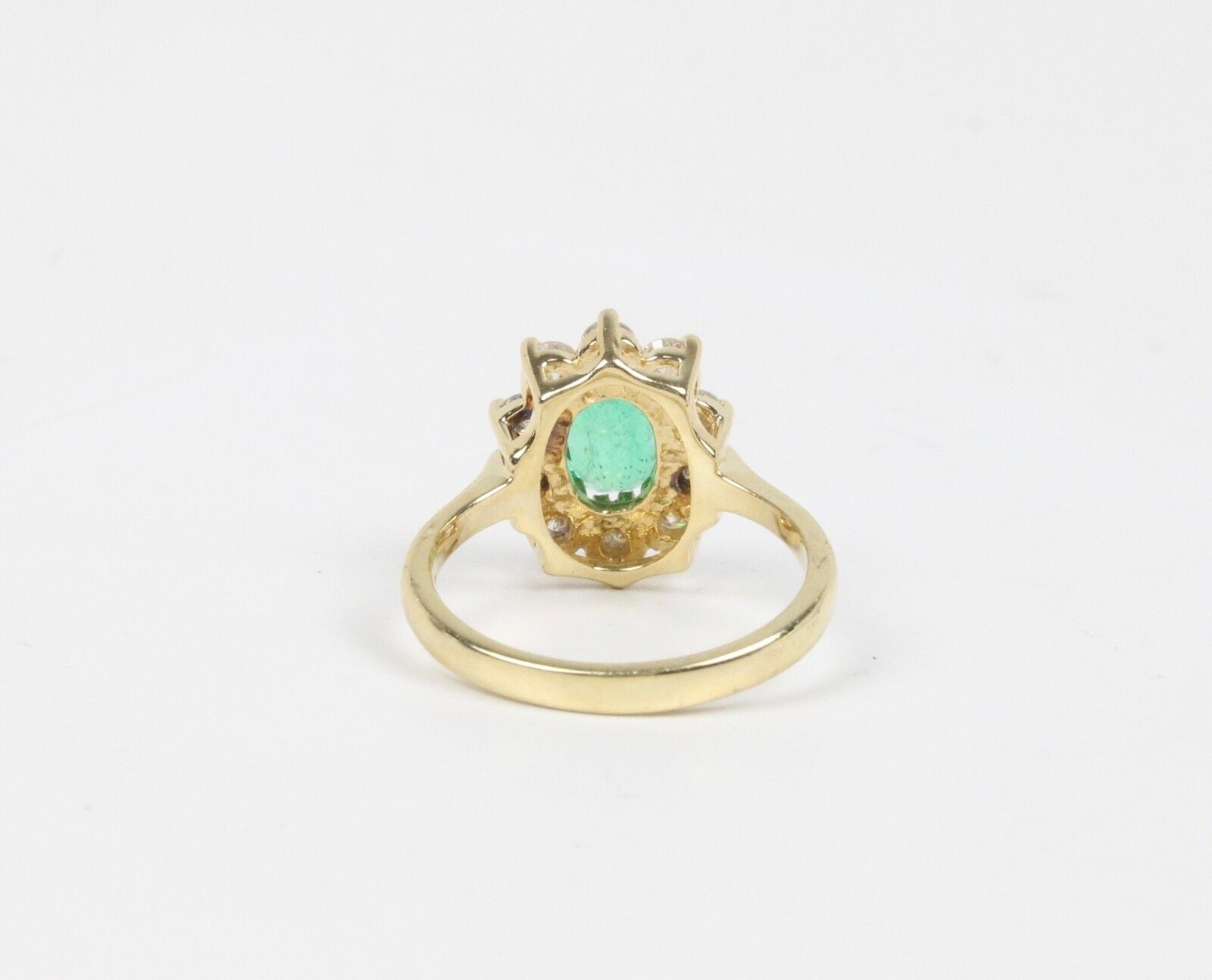 Vintage Emerald 1.25 Cts and  Diamond 14K Yellow Gold Ladies Ring