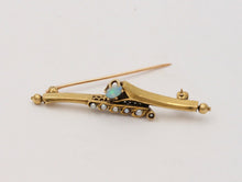 Load image into Gallery viewer, Vintage Opal &amp; Split Pearl 14K Yellow Gold Bar Pin, Estate Brooch
