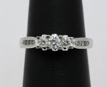 Load image into Gallery viewer, 14K White Gold Three Diamond Engagement Ring
