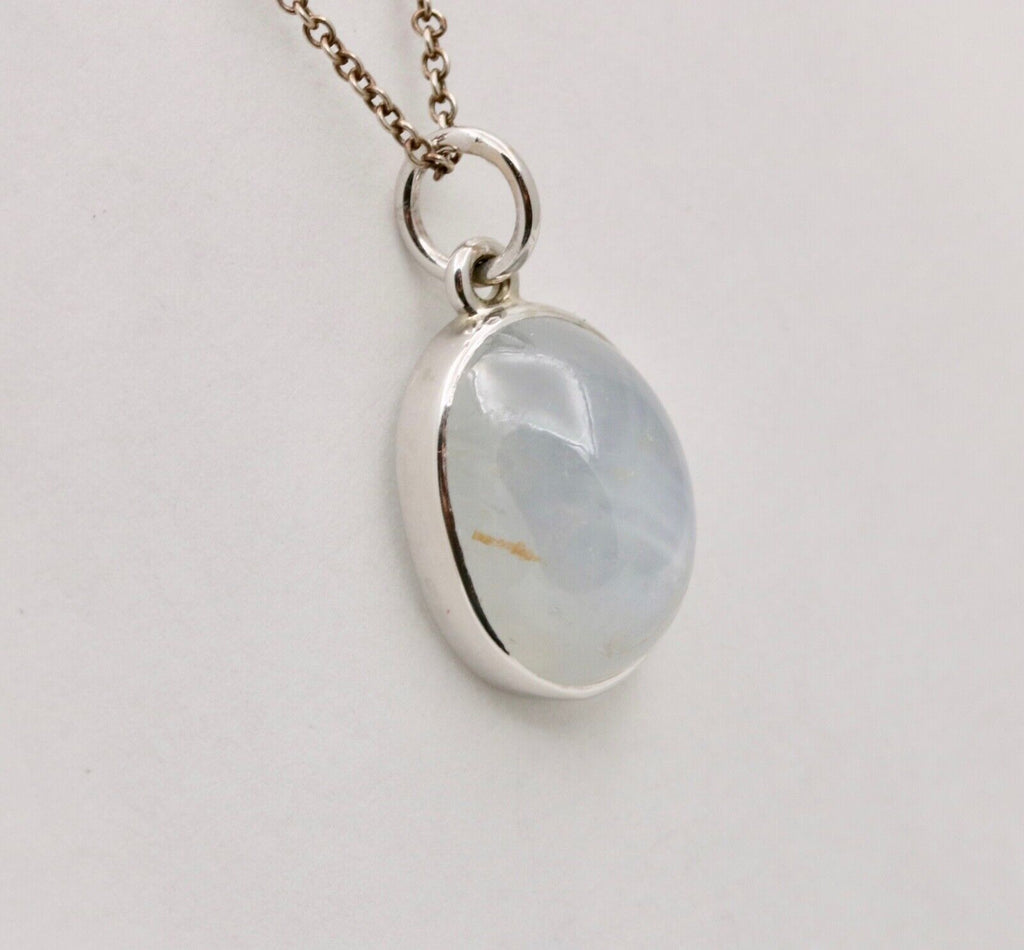 Vintage Cabochon Star Sapphire 14K White Gold Charm Pendant.