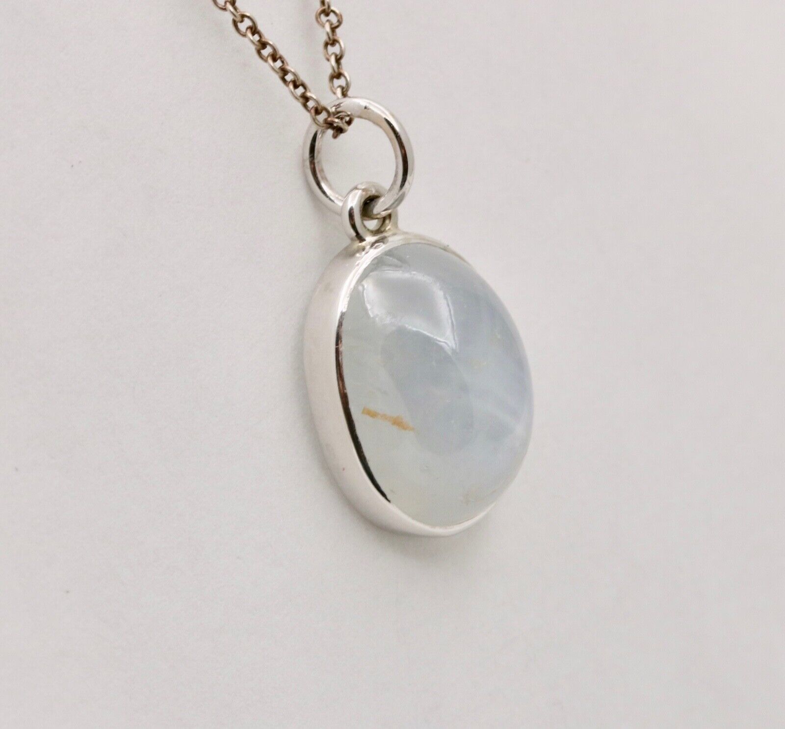 Vintage Cabochon Star Sapphire 14K White Gold Charm Pendant.
