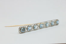 Load image into Gallery viewer, Look!! Art Deco Aquamarine Platinum 14K White Gold Bar Brooch Pin
