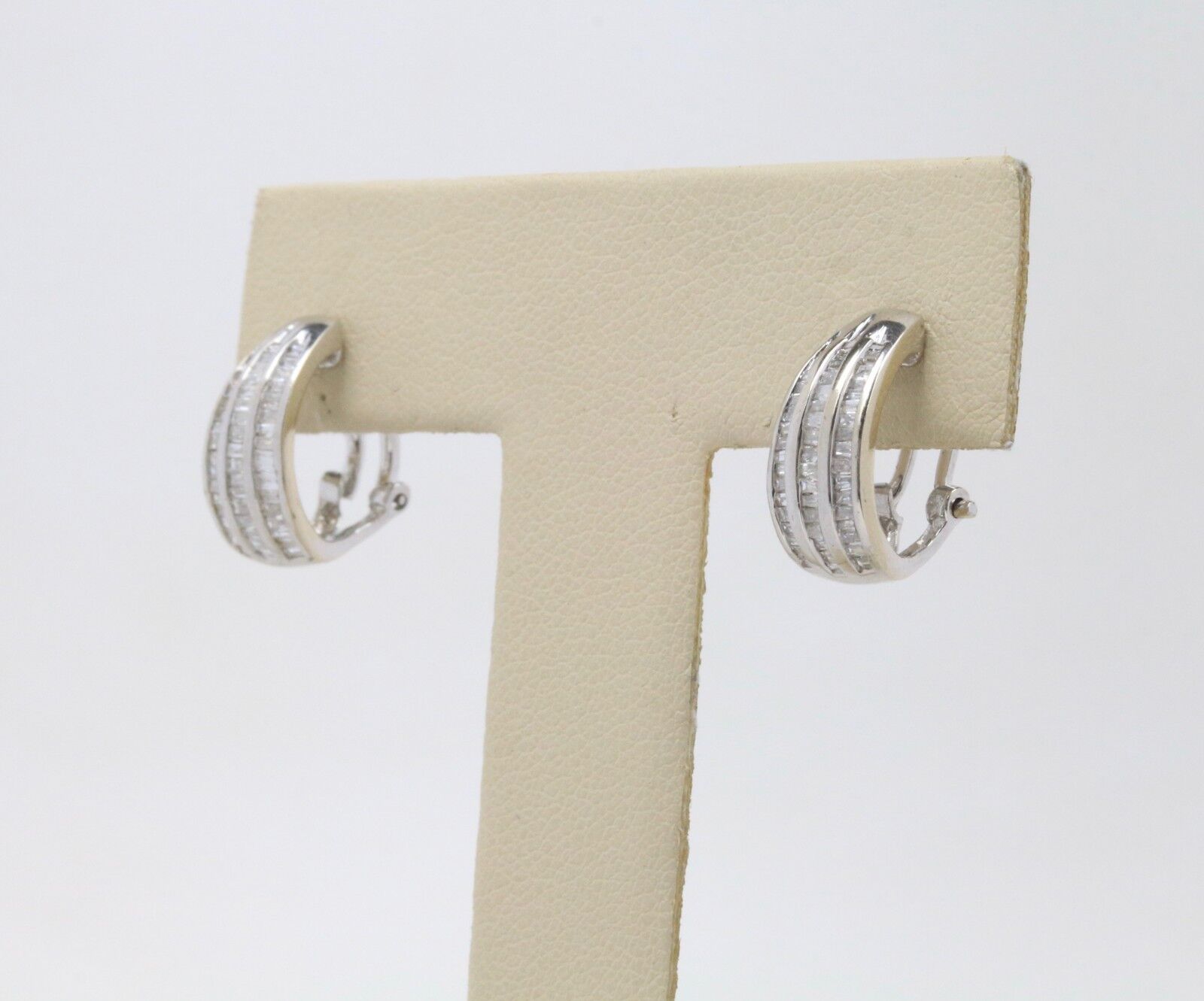 14K White Gold Channel Set Diamond Earrings